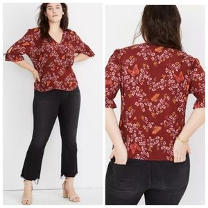 Madewell Plus Wrap Butterfly Tie Sleeve Top